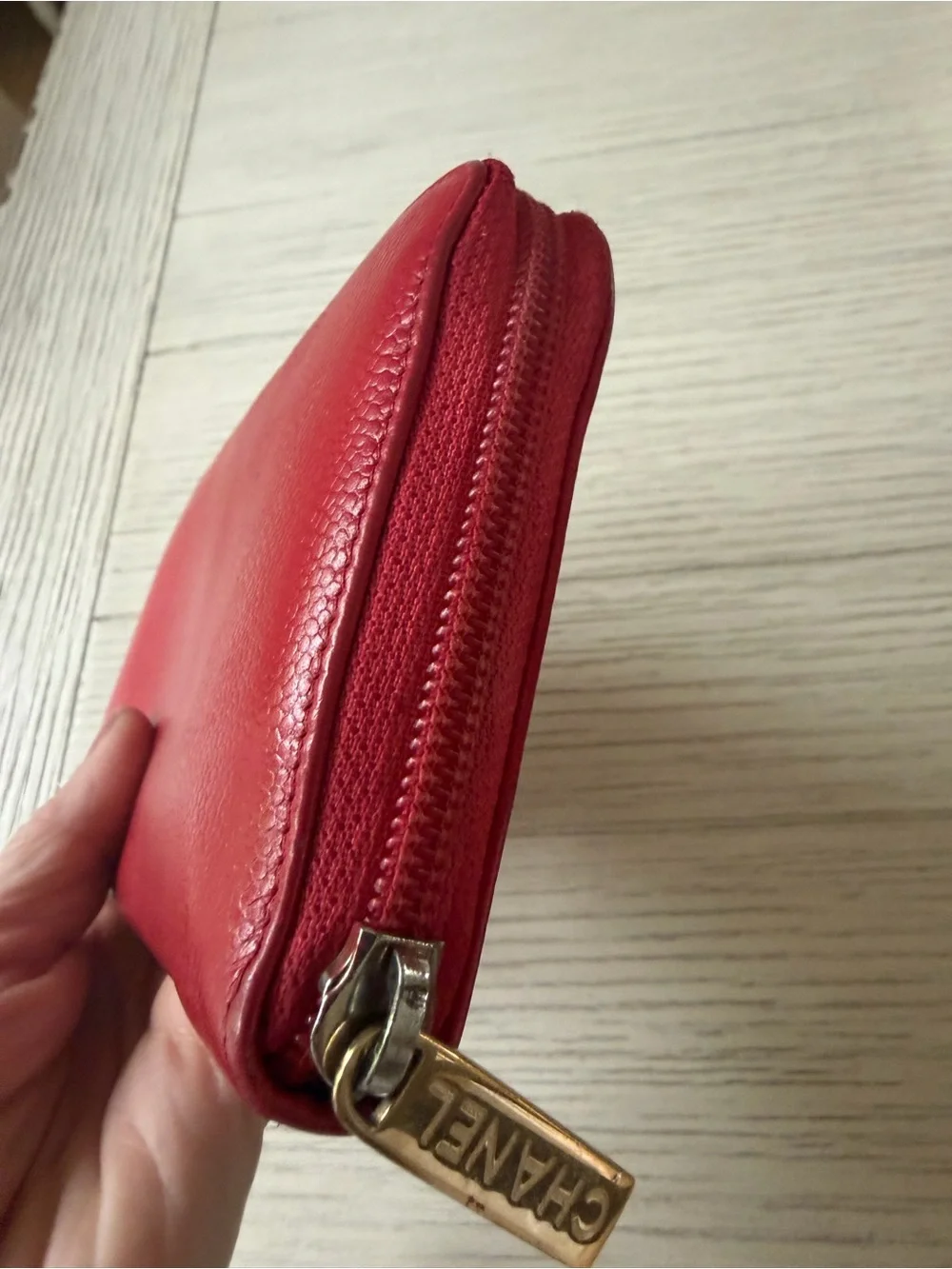 CHANEL CC Logo Zip Around Wallet